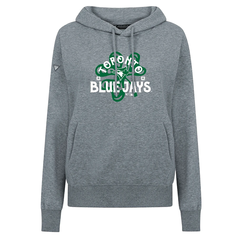 Sweat à capuche gris pour femme avec imprimé trèfle des Blue Jays de Toronto Levelwear la Saint-Patrick