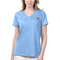 T-shirt à col en V des Blue Jays de Toronto, bleu poudre Margaritaville pour femmes