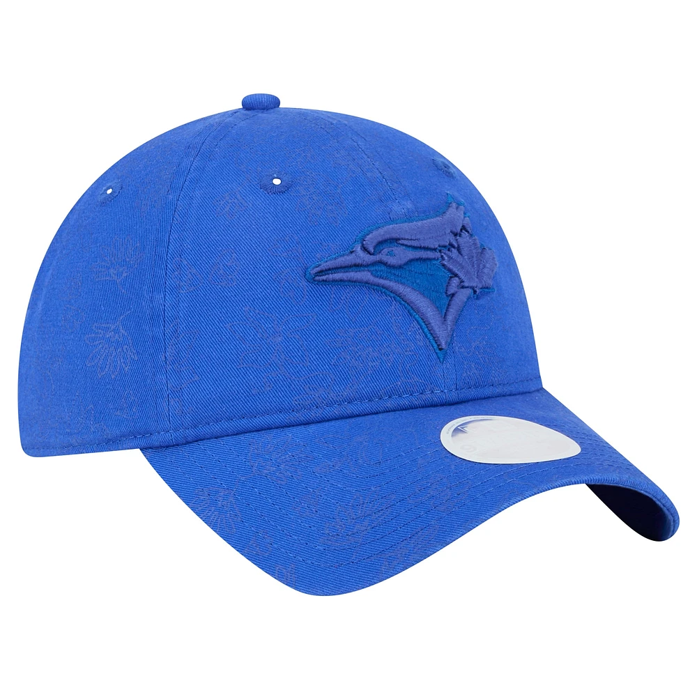 Casquette ajustable à imprimé floral ton sur ton 9TWENTY des Blue Jays de Toronto de New Era pour femme