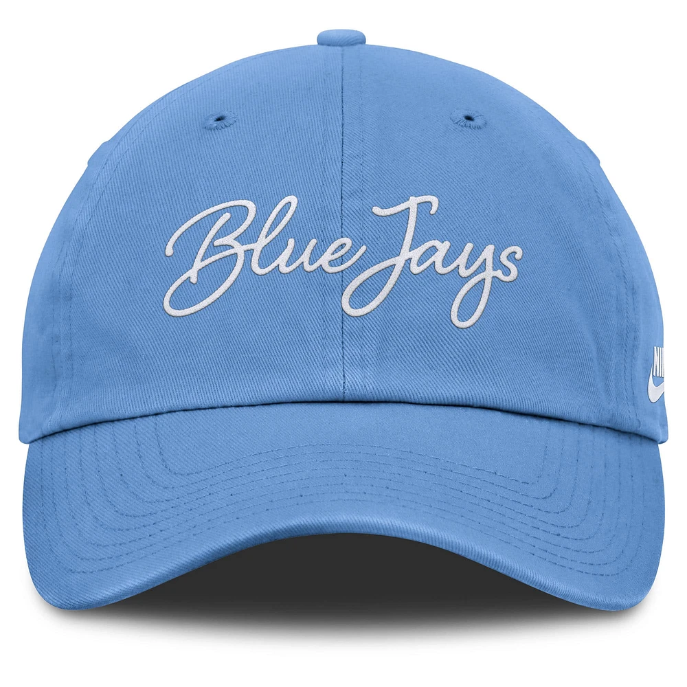 Casquette ajustable bleu clair pour femme Nike Toronto Blue Jays Cooperstown Club Script