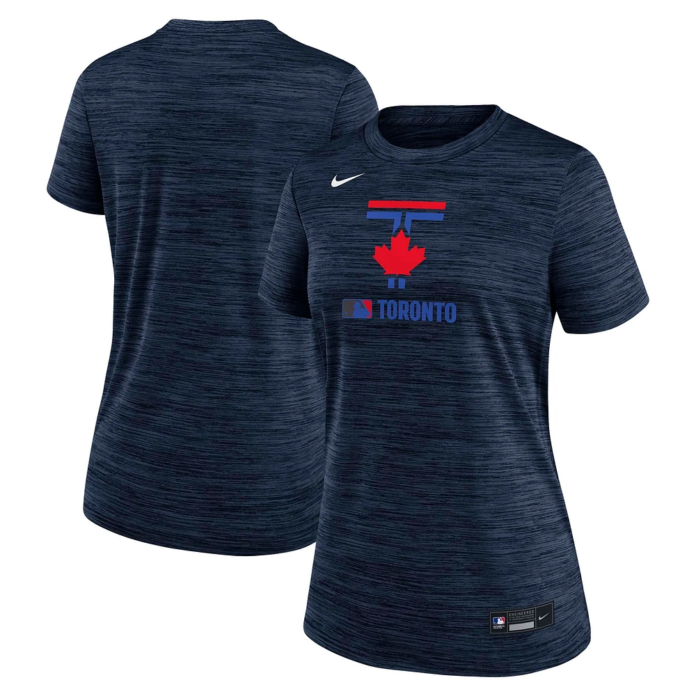 Women's Nike Navy Toronto Blue Jays Authentic Collection City Connect Velocity Performance T-Shirt