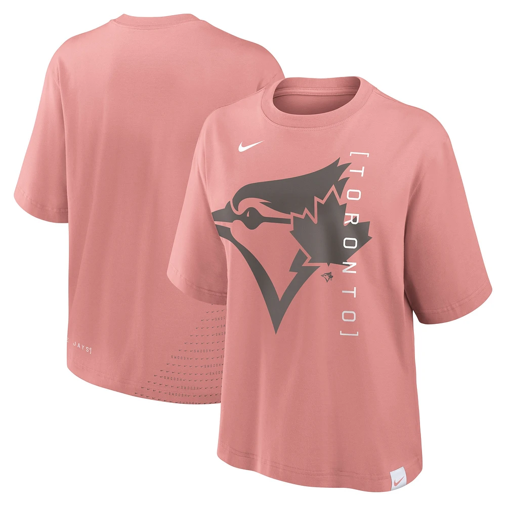 T-shirt boxy Nike rose des Blue Jays de Toronto pour femmes