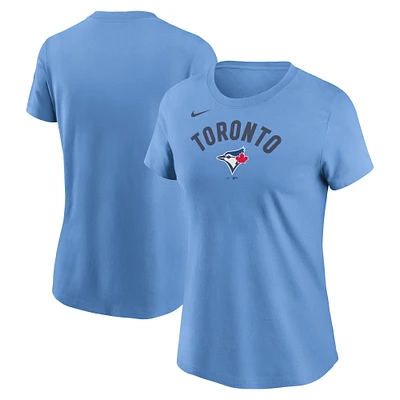 Women's Nike Powder Blue Toronto Jays Arched Team Name T-Shirt