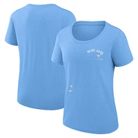 T-shirt de performance à trois mélanges Nike pour femmes, bleu poudre, Toronto Blue Jays Authentic Collection Early Work