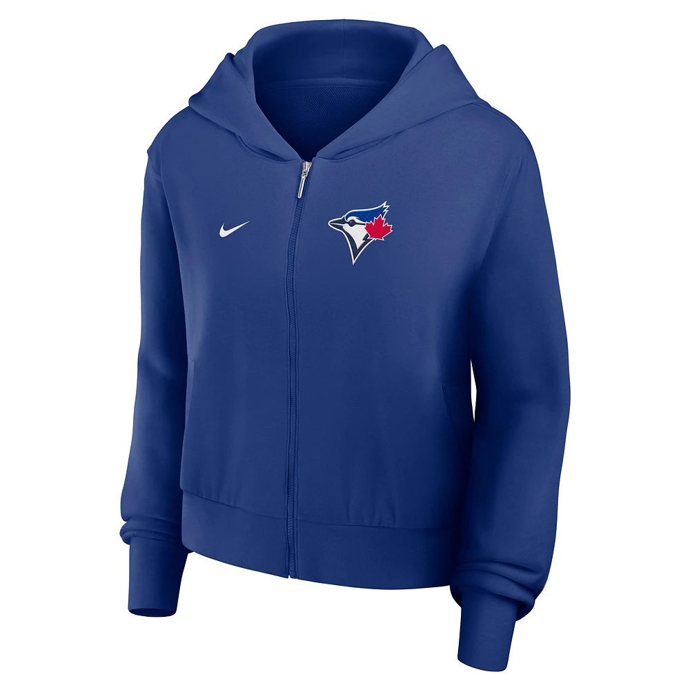Women's Nike Royal Toronto Blue Jays Cropped Chill Full-Zip Hoodie