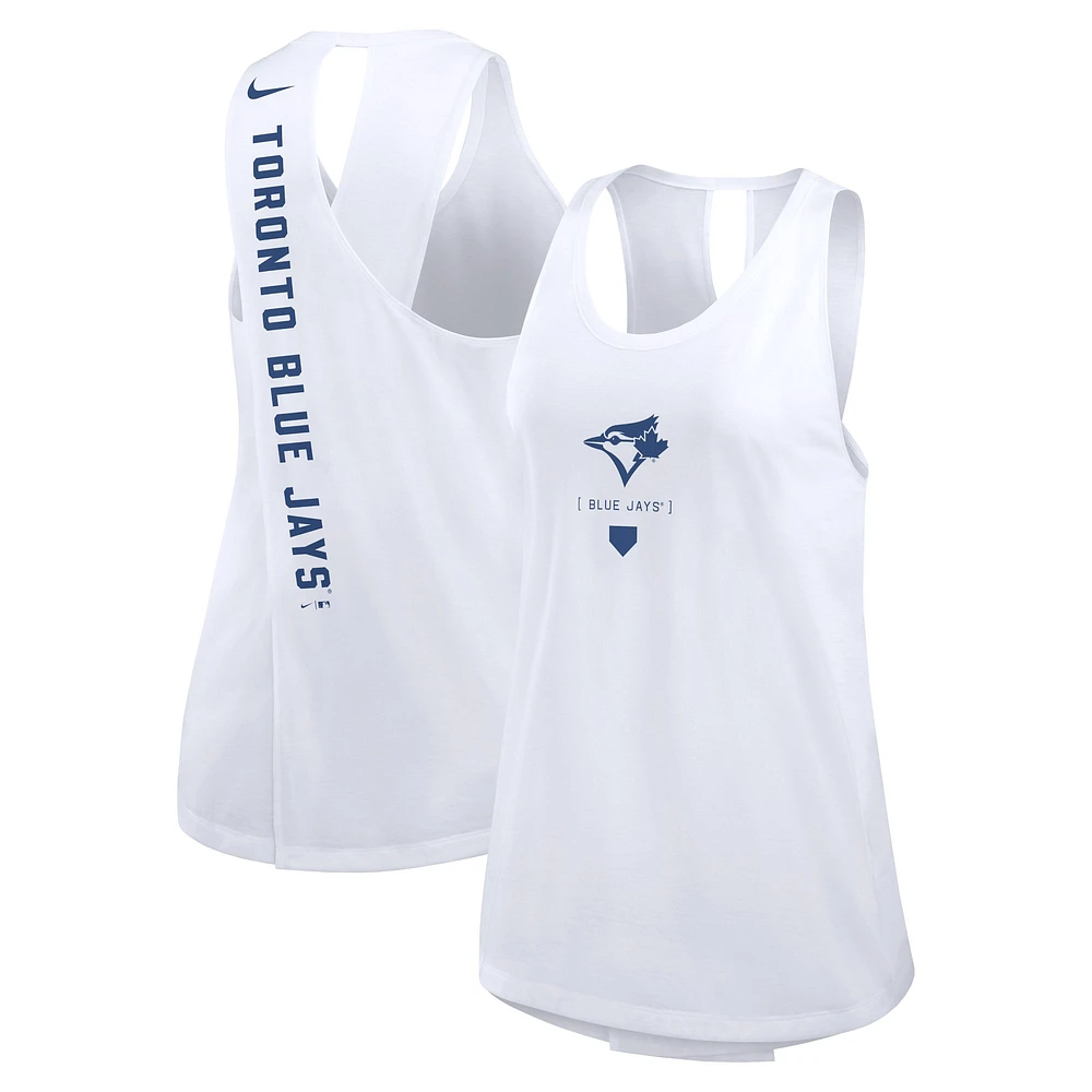 Women's Nike White Toronto Blue Jays Crossed-Back Performance Tank Top