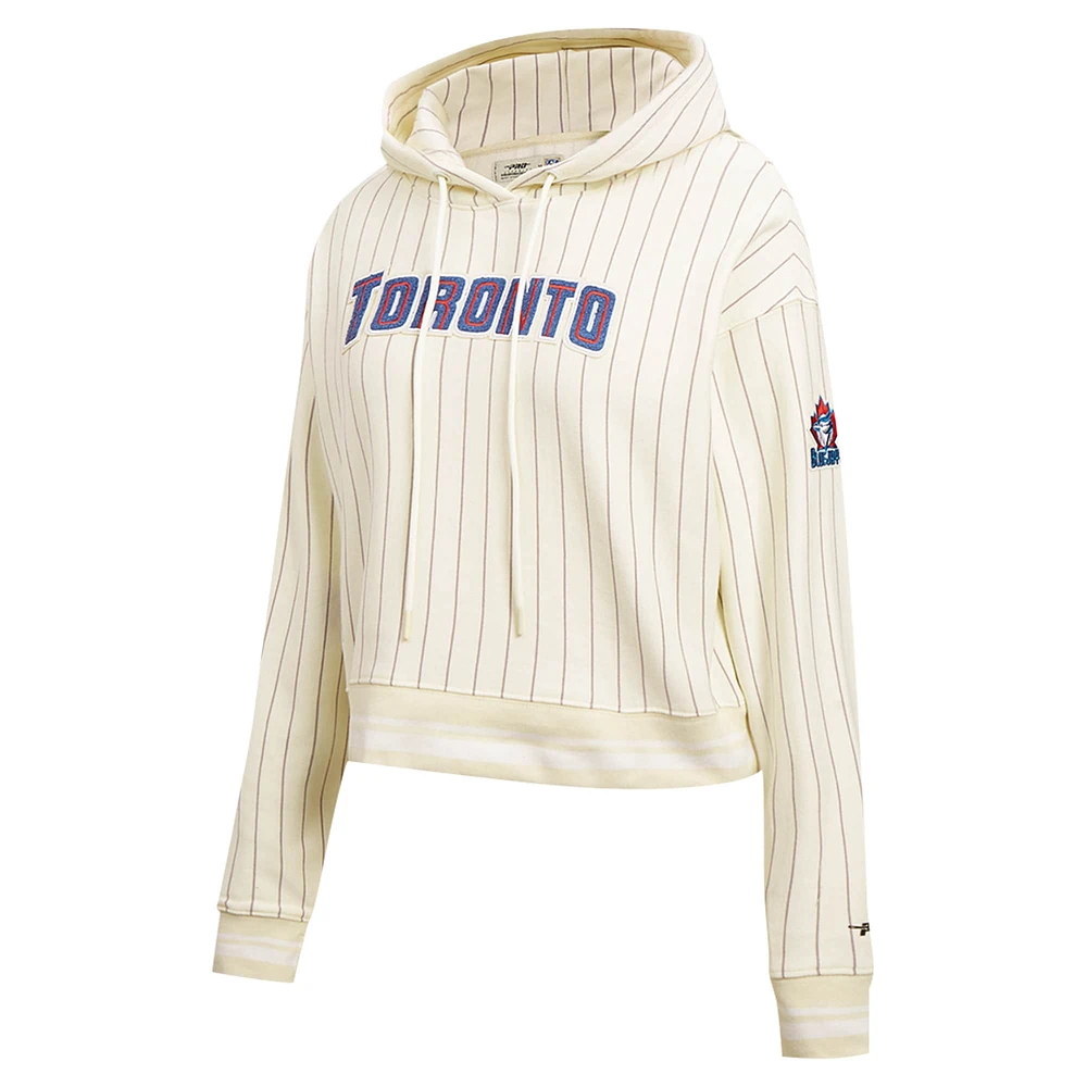 Pull à capuche court classique rétro fines rayures Pro Standard crème des Blue Jays de Toronto pour femmes