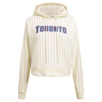 Women's Pro Standard Cream Toronto Blue Jays Pinstripe Retro Classic Cropped Pullover Hoodie