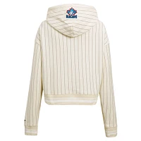 Women's Pro Standard Cream Toronto Blue Jays Pinstripe Retro Classic Cropped Pullover Hoodie