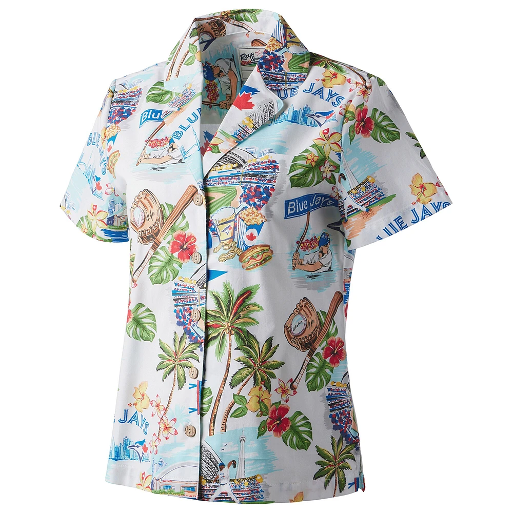 Women's Reyn Spooner White Toronto Blue Jays Scenic Camp Button-Up Shirt