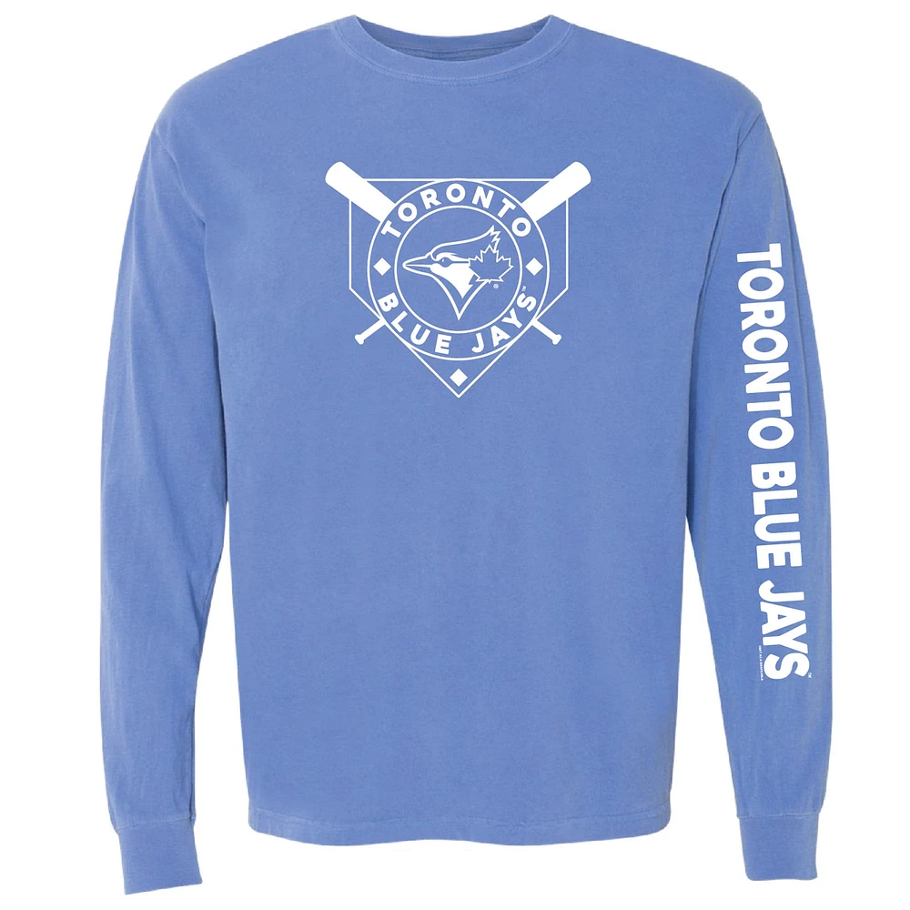 T-shirt à manches longues teinté pigmenté pour femme, doux comme un raisin, Royal Toronto Blue Jays