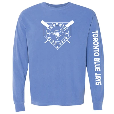 T-shirt à manches longues teinté pigmenté pour femme, doux comme un raisin, Royal Toronto Blue Jays