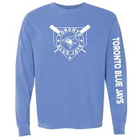 T-shirt à manches longues teinté pigmenté pour femme, doux comme un raisin, Royal Toronto Blue Jays