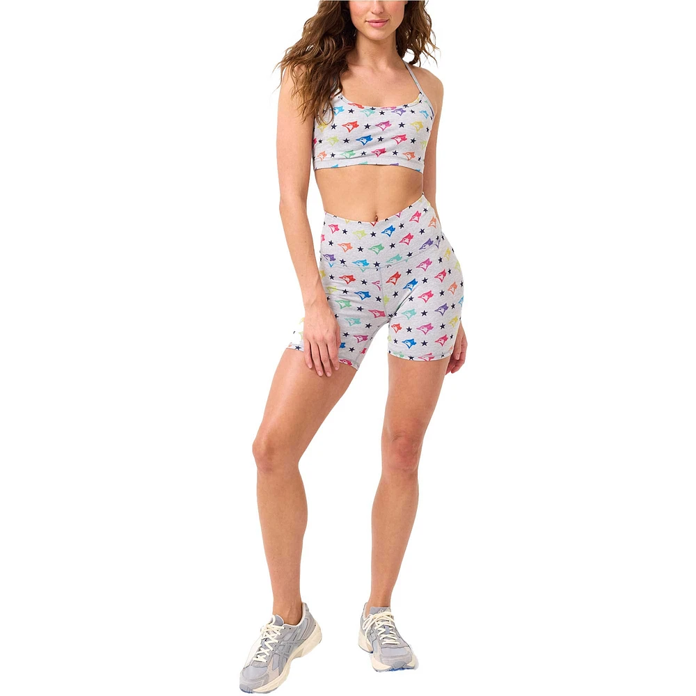 Women's Terez Gray Toronto Blue Jays TLC Printed High-Waisted Bike Shorts