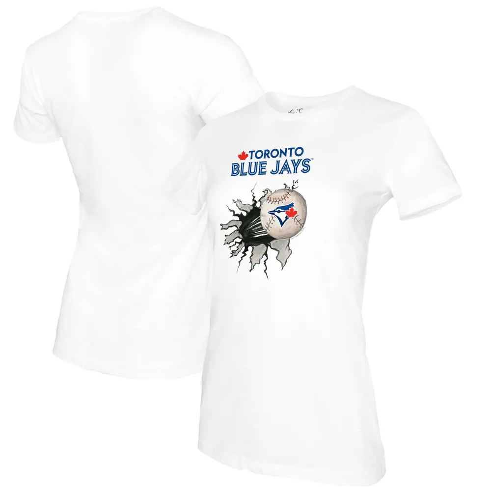 Toronto Blue Jays Tiny Turnip Youth Stitched Baseball 3/4-Sleeve Raglan T- Shirt - White/Royal