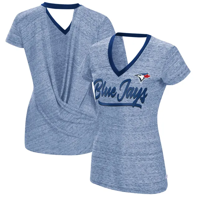 Women's Touch Royal Kansas City Royals Halftime Back Wrap Top V-Neck T-Shirt Size: Small