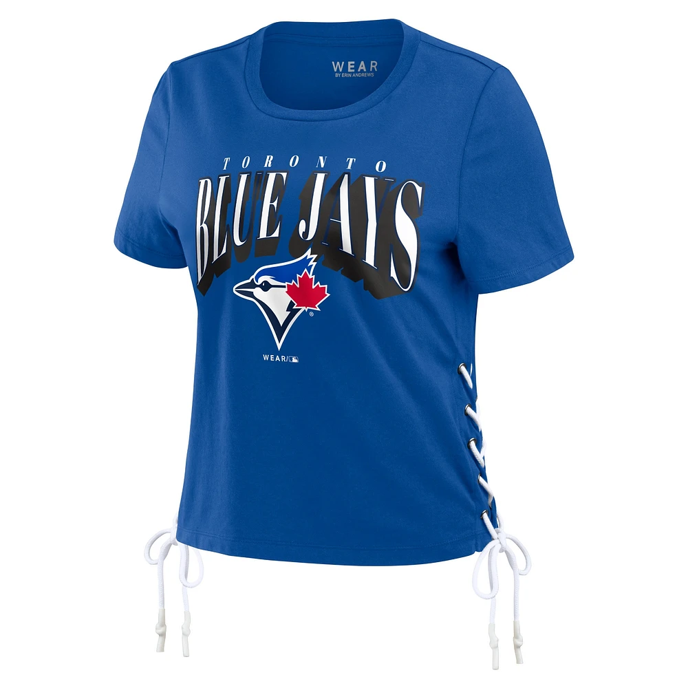 WEAR by Erin Andrews T-shirt court à lacets sur le côté des Blue Jays de Toronto Royal pour femmes