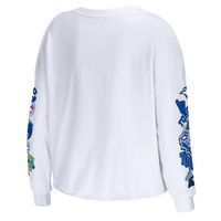 WEAR by Erin Andrews Women's WEAR by Erin Andrews White St. Louis Blues  Celebration Cropped Long Sleeve T-Shirt