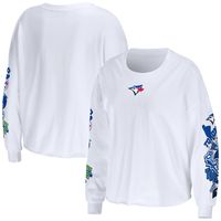 WEAR by Erin Andrews Women's WEAR by Erin Andrews White St. Louis Blues  Celebration Cropped Long Sleeve T-Shirt