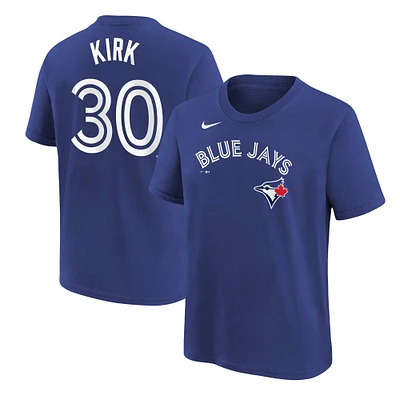 T-shirt avec nom et numéro de joueur des Blue Jays Toronto Royal Nike Alejandro Kirk pour jeunes