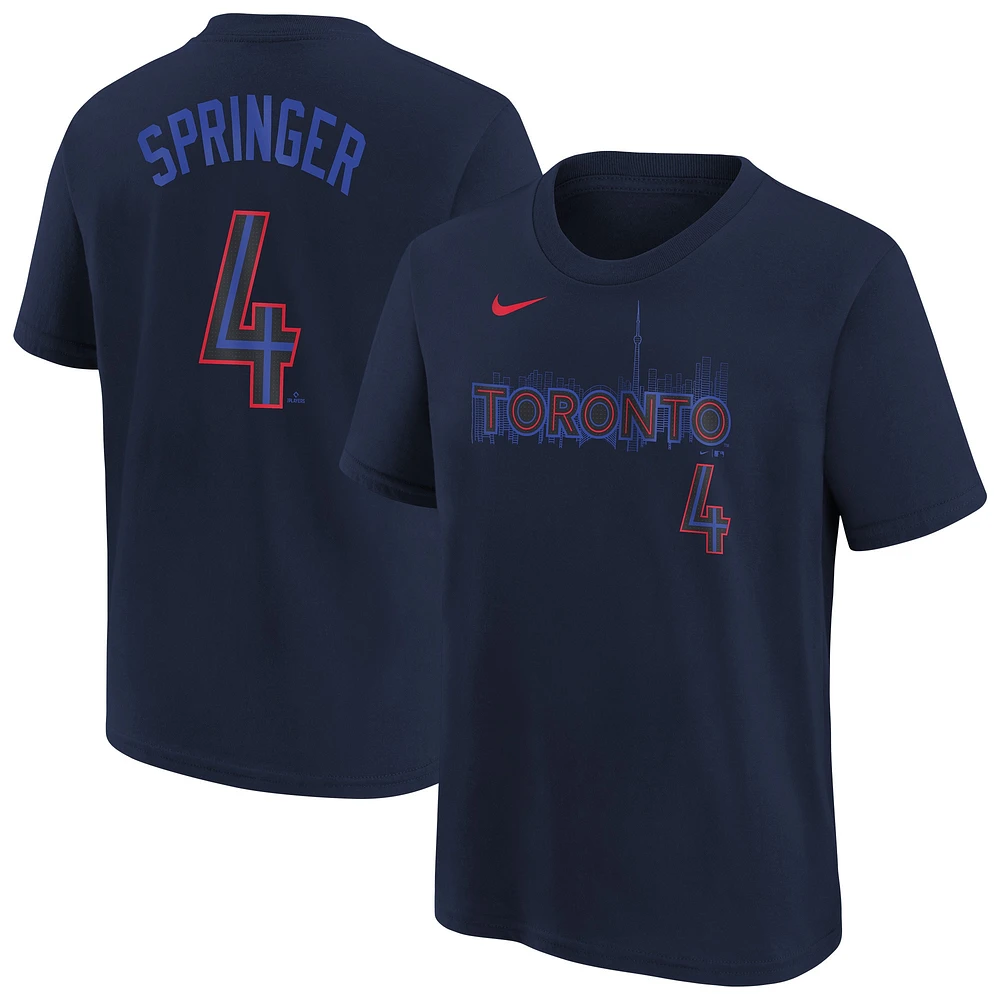 Youth Nike George Springer Navy Toronto Blue Jays Fuse City Connect Name & Number T-Shirt
