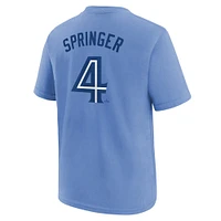 T-shirt avec nom et numéro des Blue Jays de Toronto Nike George Springer pour jeunes, bleu poudre