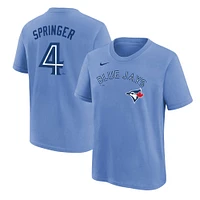 T-shirt avec nom et numéro des Blue Jays de Toronto Nike George Springer pour jeunes, bleu poudre