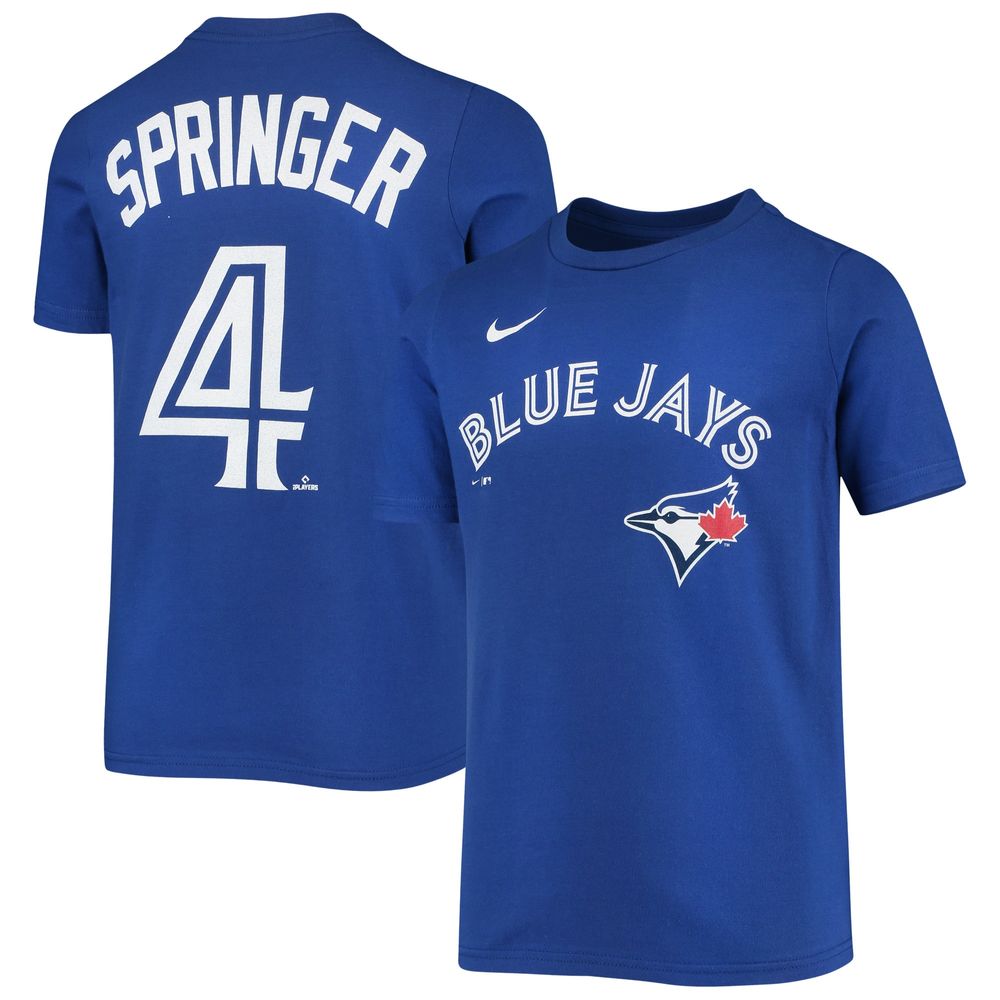 Child Toronto Blue Jays George Springer Nike Powder Blue Player Name & –  Bleacher Bum Collectibles