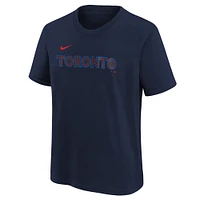 T-shirt Nike bleu marine pour jeunes des Blue Jays de Toronto 2024 City Connect avec le mot-symbole