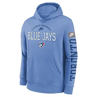 Sweat à capuche en molleton Nike pour jeunes, bleu poudre, Toronto Blue Jays Cooperstown Collection Splitter Club