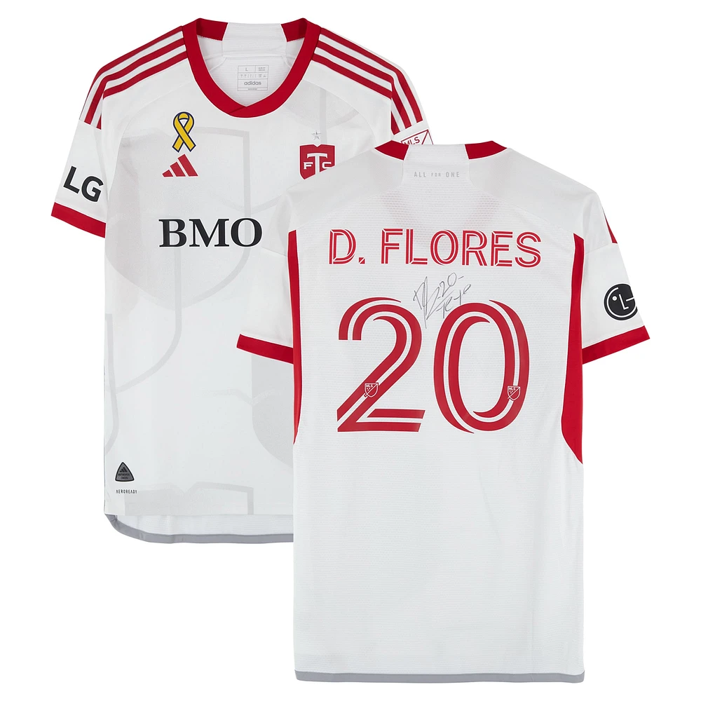 Maillot adidas blanc dédicacé #20 de Deiby Flores, Toronto FC, saison 2024 de la MLS - Taille L
