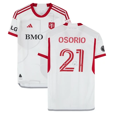 Maillot adidas blanc numéro 21 autographié par Jonathan Osorio du Toronto FC lors de la saison 2024 de la MLS - Taille M
