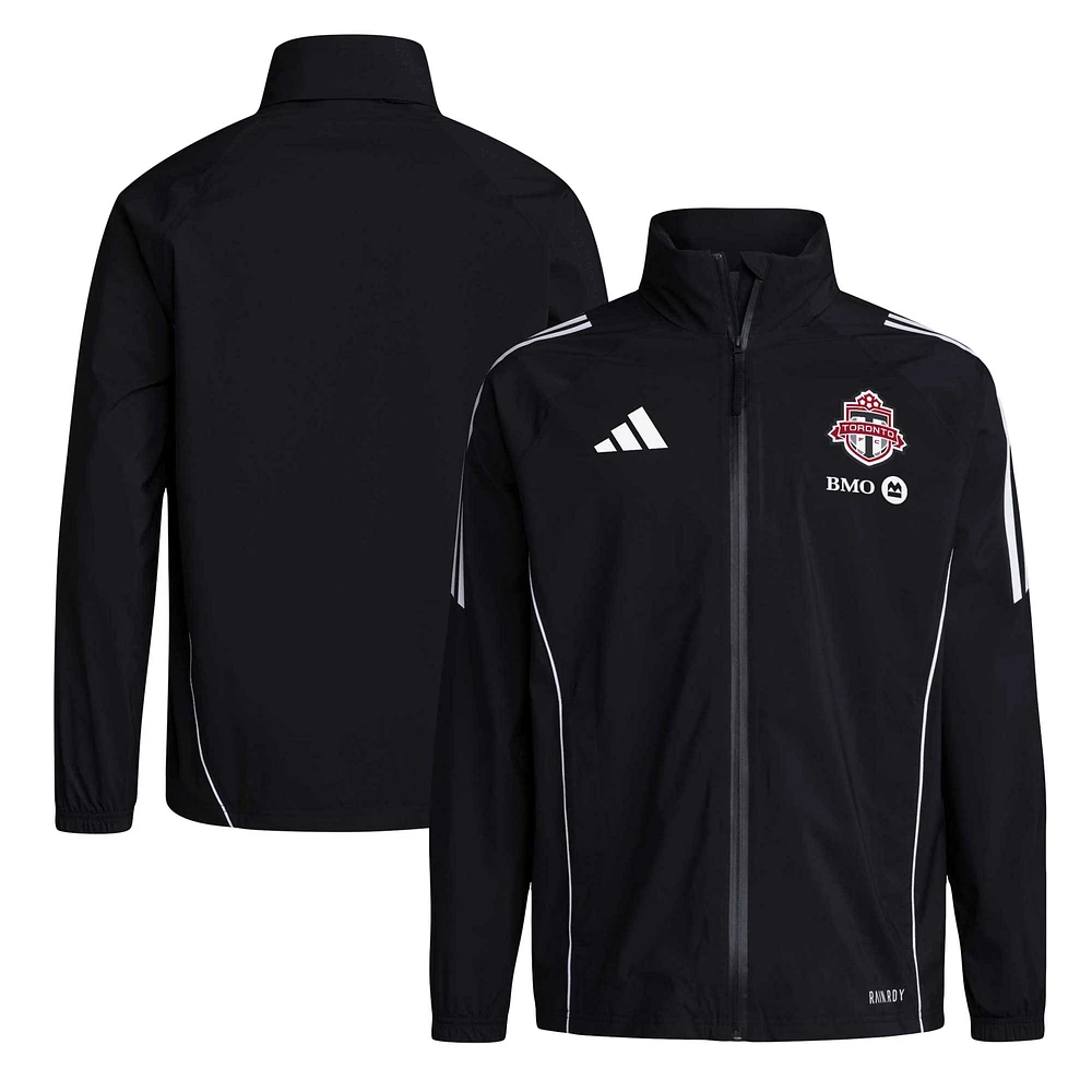 Veste de pluie entièrement zippée adidas Toronto FC Tiro 24 Raglan RAIN.RDY pour hommes, noire