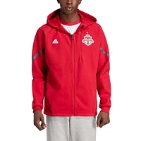 Veste rouge adidas Toronto FC 2024 Anthem Travel à manches raglan et fermeture éclair pour homme