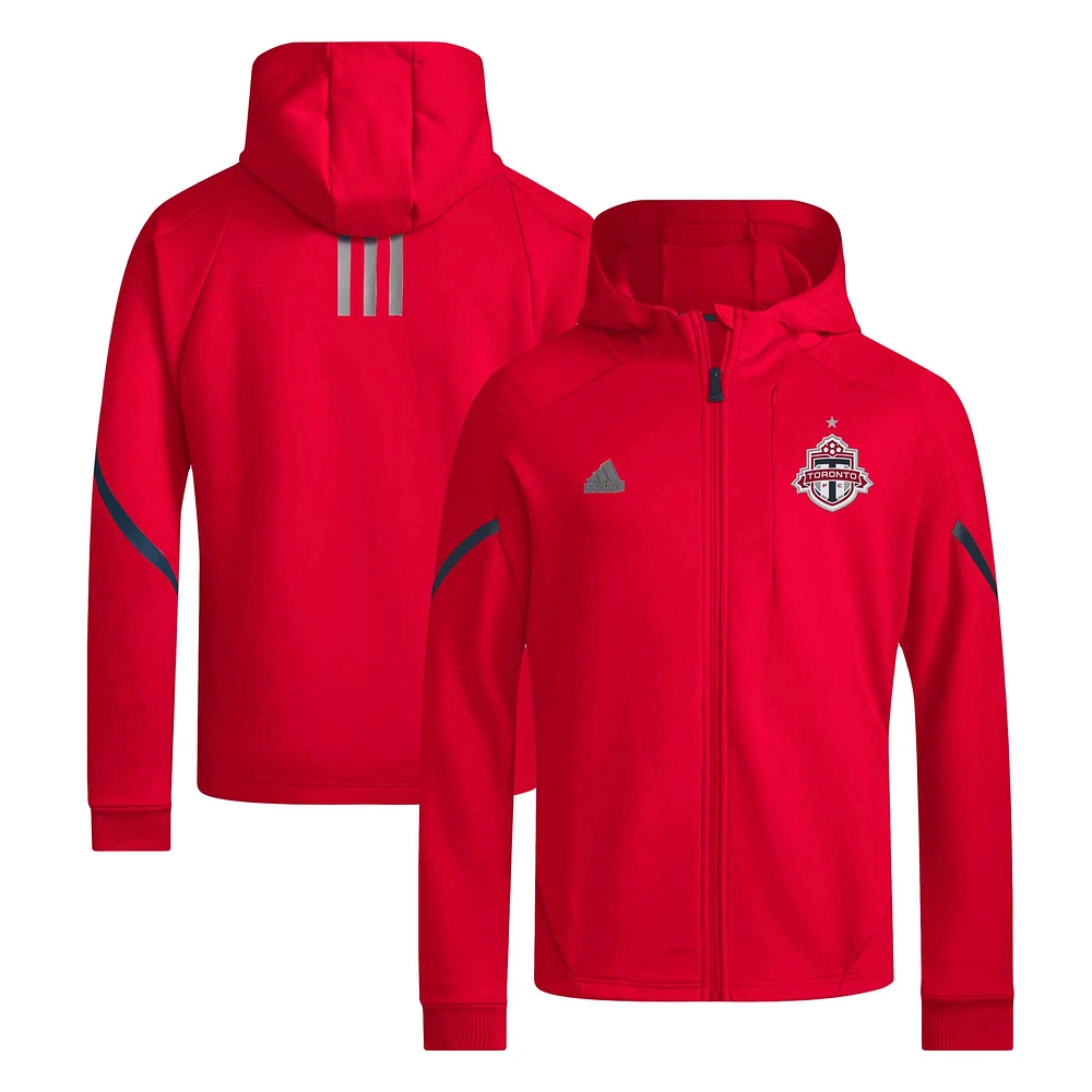 Sweat à capuche entièrement zippé adidas Toronto FC Anthem pour hommes, rouge