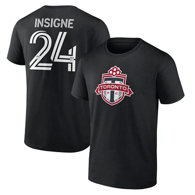 Men's Fanatics Lorenzo Insigne Black Toronto FC Authentic Stack Name & Number - T-Shirt