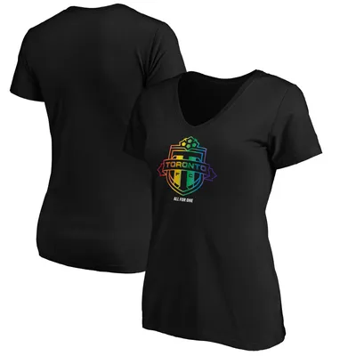 Toronto FC Fanatics Branded Women's Team Pride Logo V-Neck T-Shirt - Black