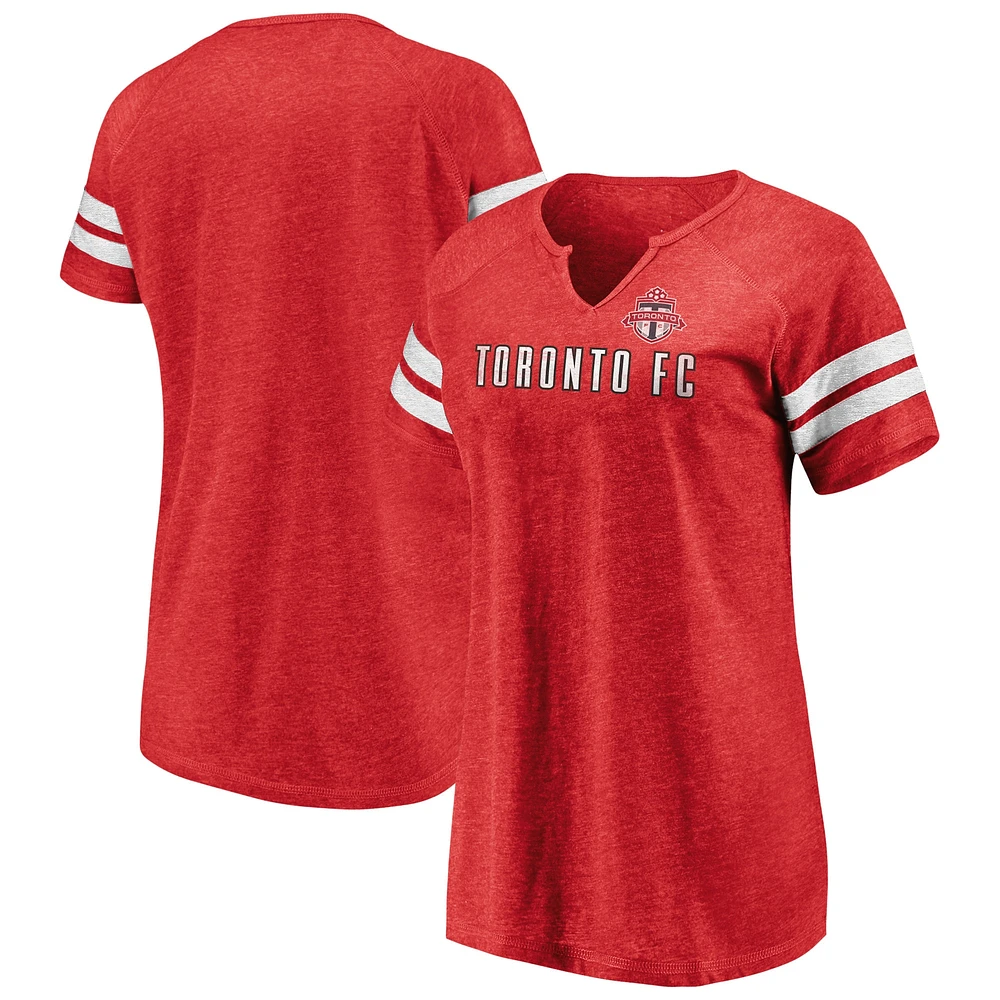 Women's Fanatics Red Toronto FC True Classics Full Force Raglan Tri-Blend Notch Neck T-Shirt