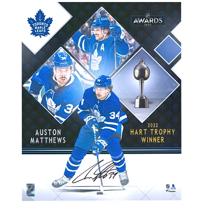 Auston Matthews Toronto Maple Leafs dédicacé 16 "x 20" gagnant du trophée Hart 2022 photographie stylisée