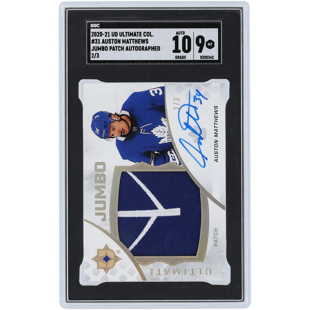 Carte authentifiée 9/10 SGC #31 #2/3 de la collection Ultimate Upper Deck 2020-21 autographiée par Auston Matthews des Maple Leafs de Toronto