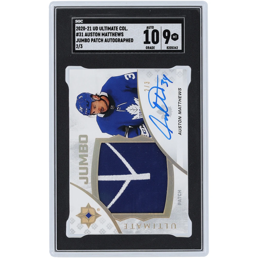 Carte authentifiée 9/10 SGC #31 #2/3 de la collection Ultimate Upper Deck 2020-21 autographiée par Auston Matthews des Maple Leafs de Toronto