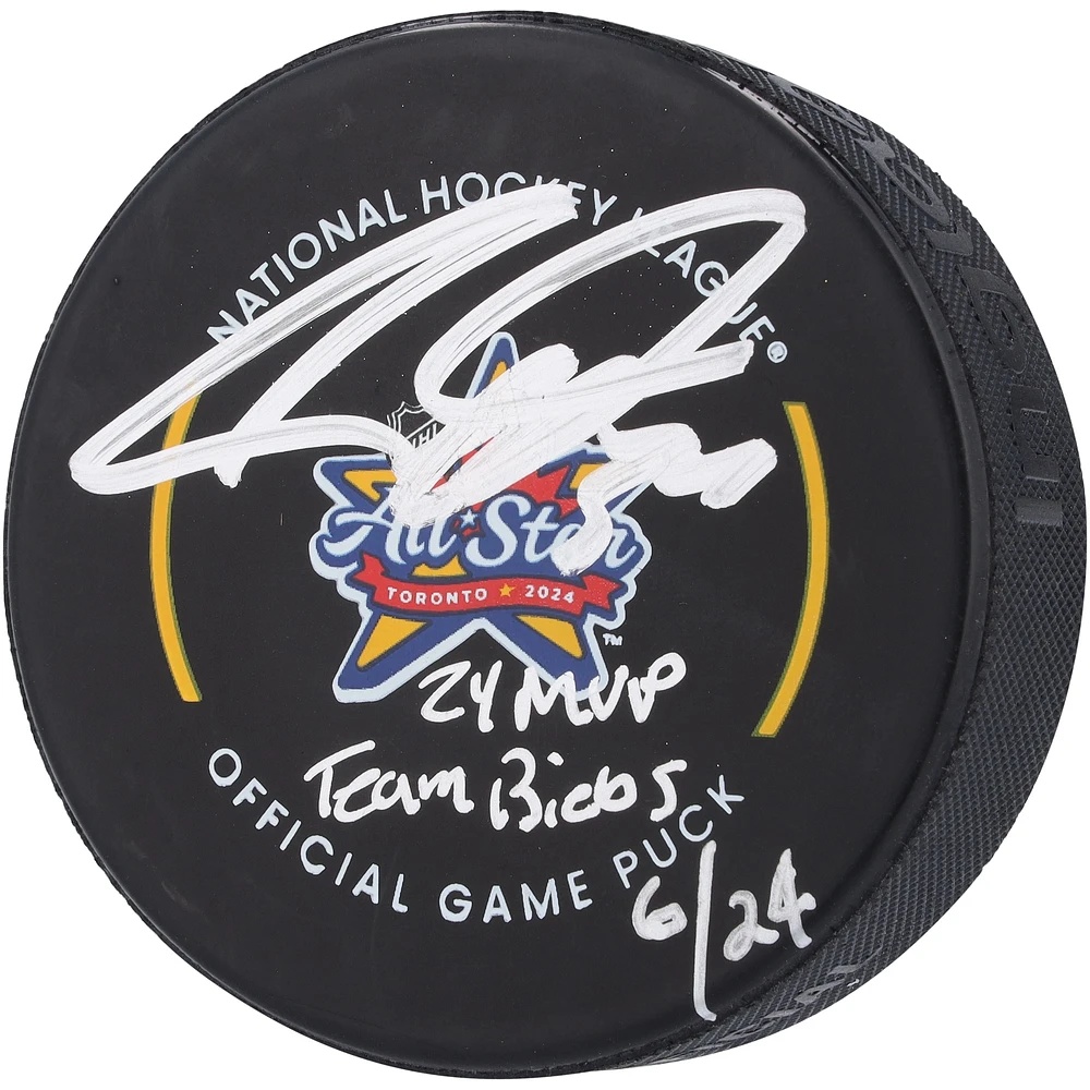 Auston Matthews Toronto Maple Leafs Autographed 2024 NHL All-Star Game Official Game Puck with Multiple Inscriptions - Limited Edition of 24
