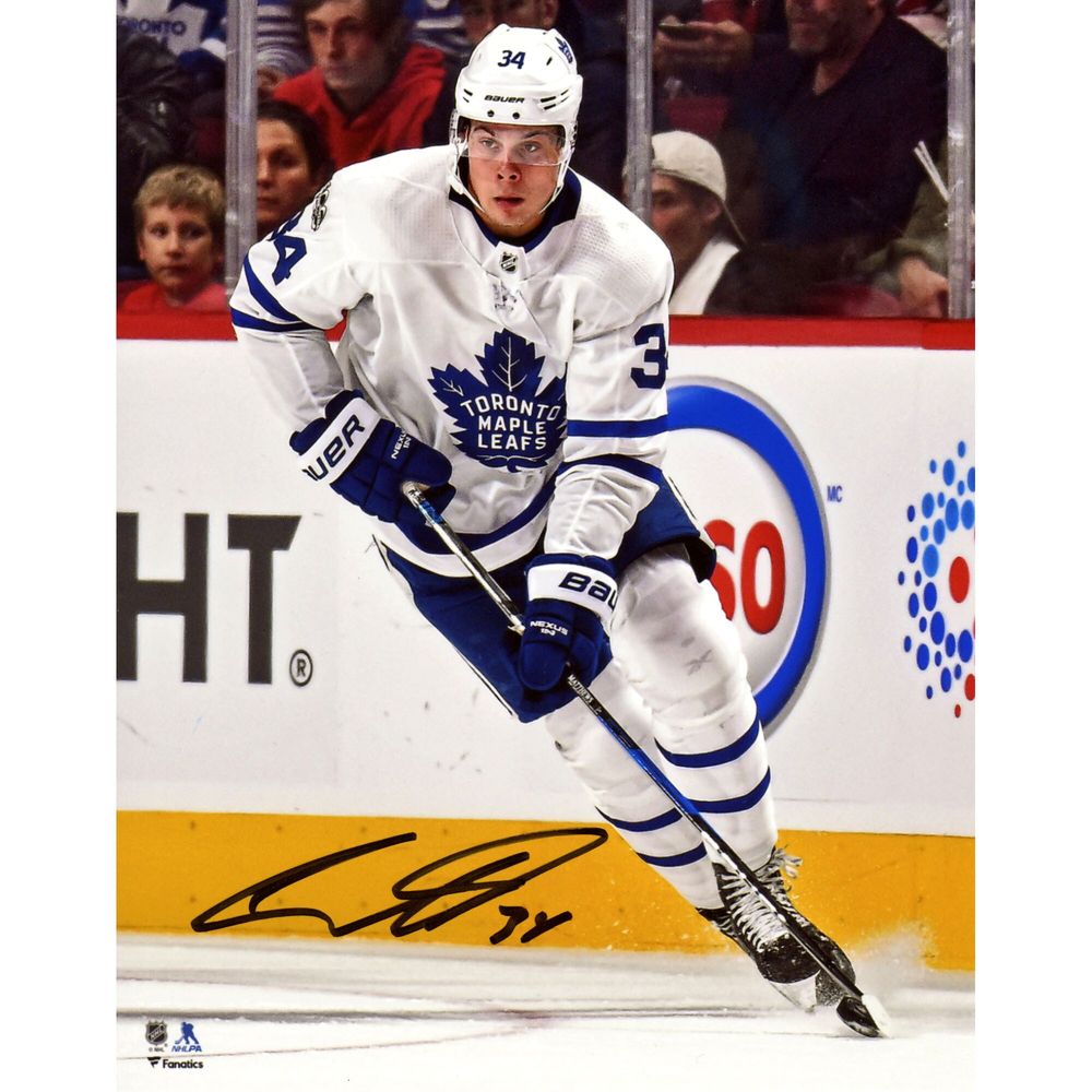 Auston Matthews Toronto Maple Leafs Autographed 8" x 10" White Jersey Skating Photograph