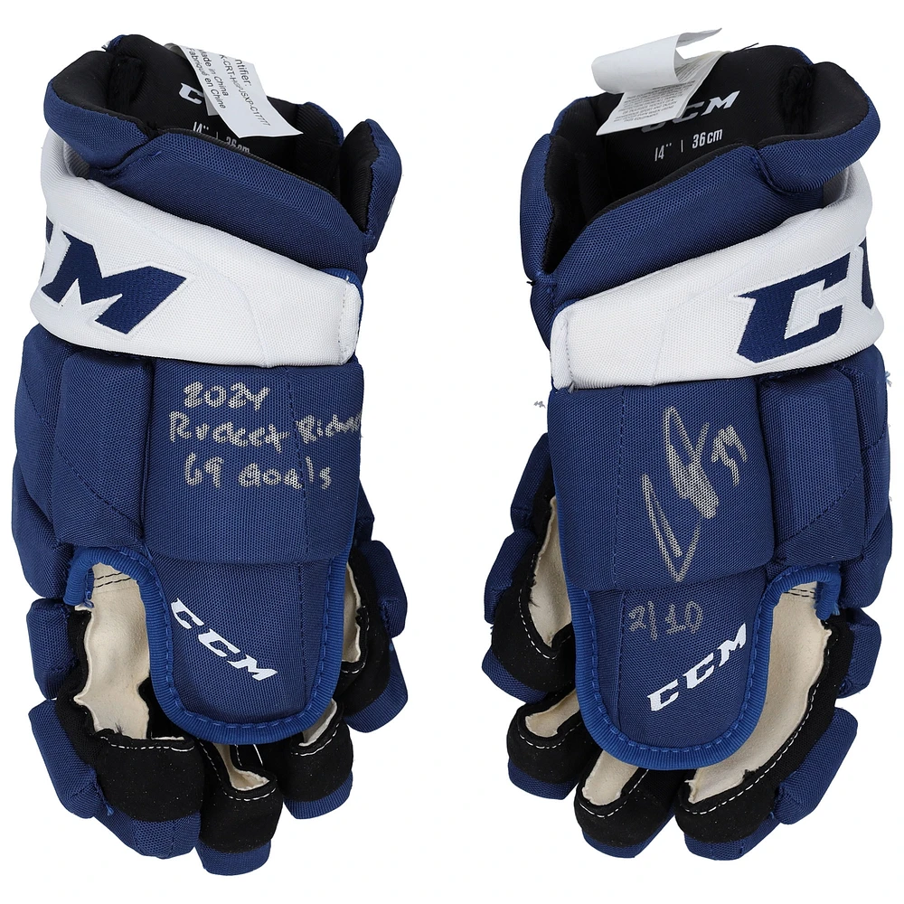 Auston Matthews Toronto Maple Leafs Autographed Blue CCM Game Model Gloves with Multiple Inscriptions - Limited Edition of 10