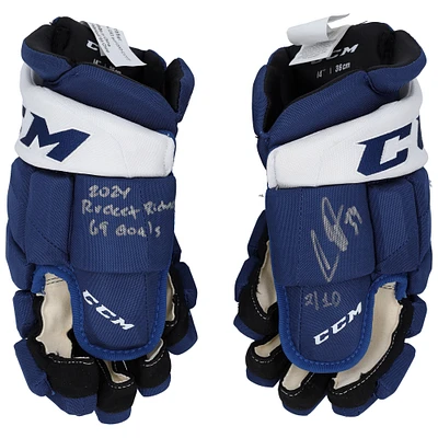 Auston Matthews Toronto Maple Leafs Autographed Blue CCM Game Model Gloves with Multiple Inscriptions - Limited Edition of 10