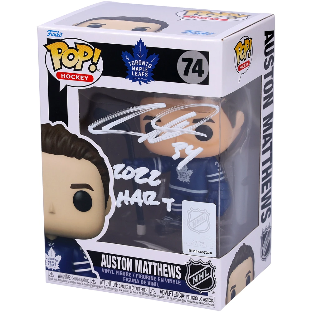 Auston Matthews Toronto Maple Leafs Autographed Blue Jersey Funko Pop! Vinyl Figure with "2022 Hart" Inscription