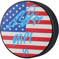 Auston Matthews Toronto Maple Leafs Autographed Hockey Puck with "Papi" Inscription - USA Art by Stadium Custom Kicks - Limited Edition #1/1