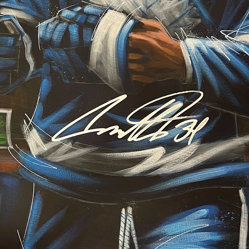 Auston Matthews Toronto Maple Leafs Autographed Stretched 30" x 40" Original Canvas Artwork - Art by Eric Sevigny - #1 of Limited Edition 1