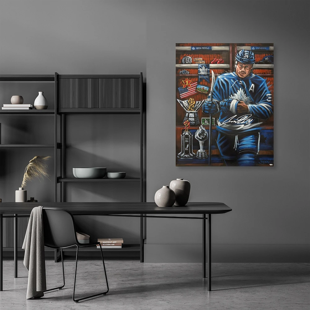 Auston Matthews Toronto Maple Leafs Autographed Stretched 30" x 40" Original Canvas Artwork - Art by Eric Sevigny - #1 of Limited Edition 1