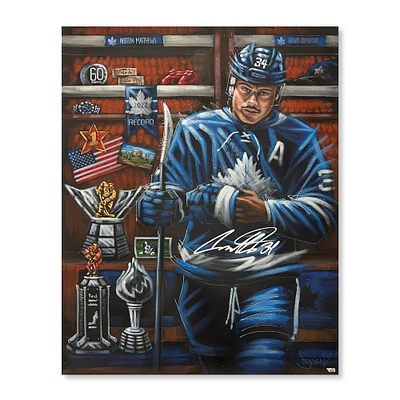 Auston Matthews Toronto Maple Leafs Autographed Stretched 30" x 40" Original Canvas Artwork - Art by Eric Sevigny - #1 of Limited Edition 1